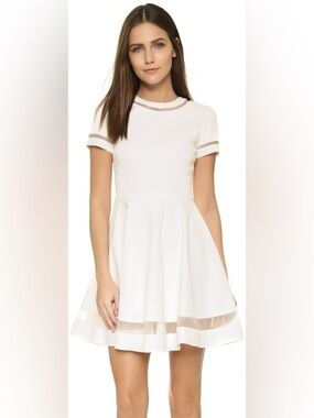 Alice + Olivia Frances White Mini Flared Dress
